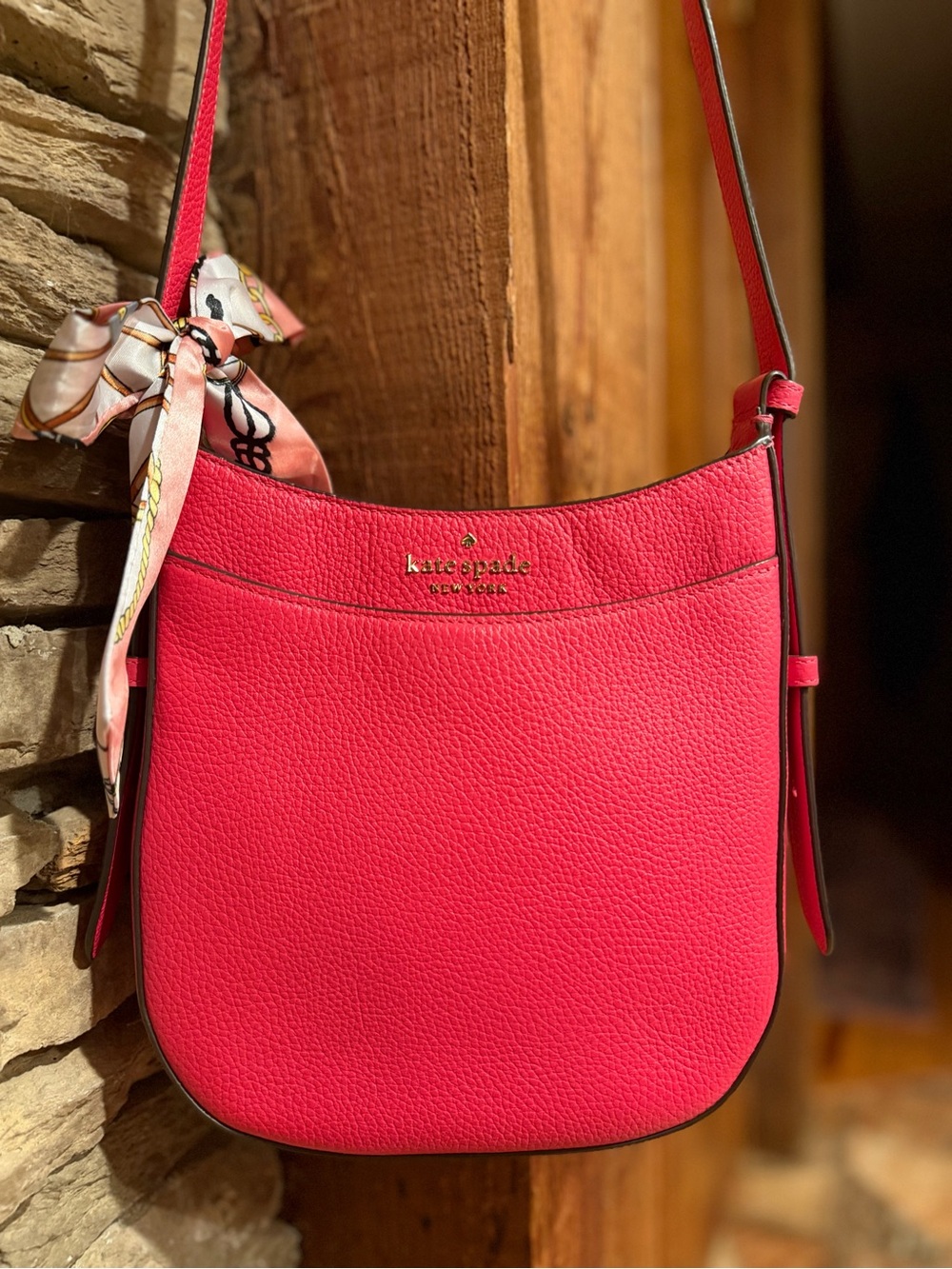 kate spade NWOT Leila North/South Hot Pink Pebbled Leather Crossbody Bag